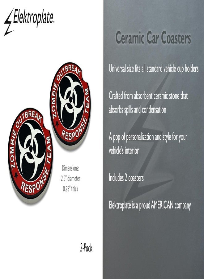 Elektroplate مجموعة إليكتروبليت ميتال هيد، فريق الاستجابة لتفشي الزومبي، قواعد أكواب سيراميك للسيارات (قطر 2.6 بوصة) | مناسبة لجميع السيارات والشاحنات وسيارات الدفع الرباعي وغيرها | ماصة للماء، مانعة للانزلاق، متينة | طقم من قطعتين - Image 3